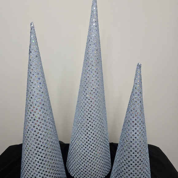 Light Blue Sequence Fabric Christmas Tree Cones